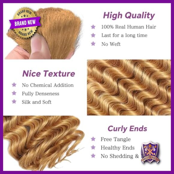 Brazilian Virgin Human Hair Extensions 3 Bundles 16in Deep Water Wave